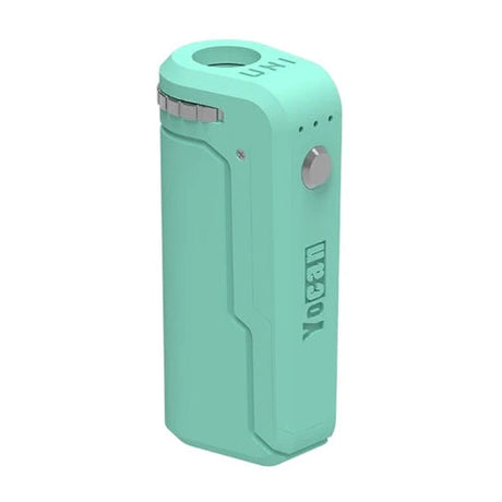 Yocan UNI Box Mod in Mint color, portable 650mAh battery for vaporizers, side view on white background