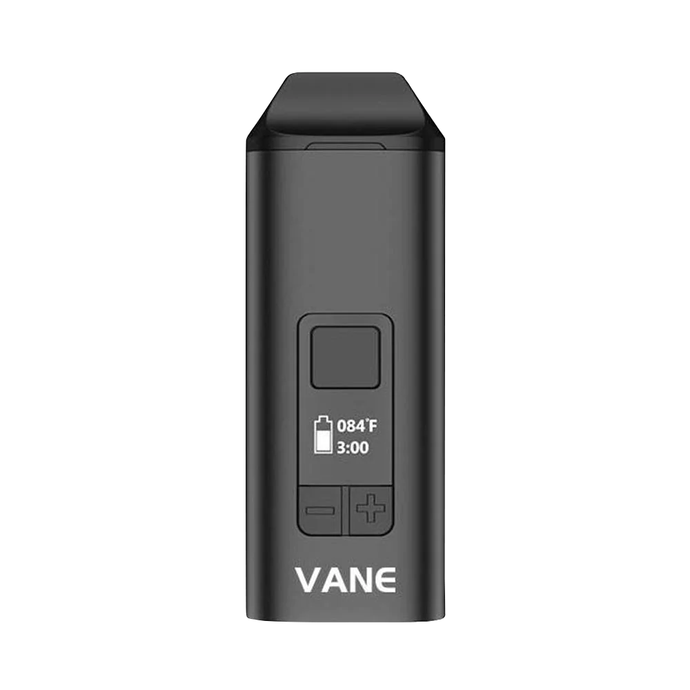 Yocan Vane Dry Herb Vaporizer in Black, Portable Design with Digital Display - Front View