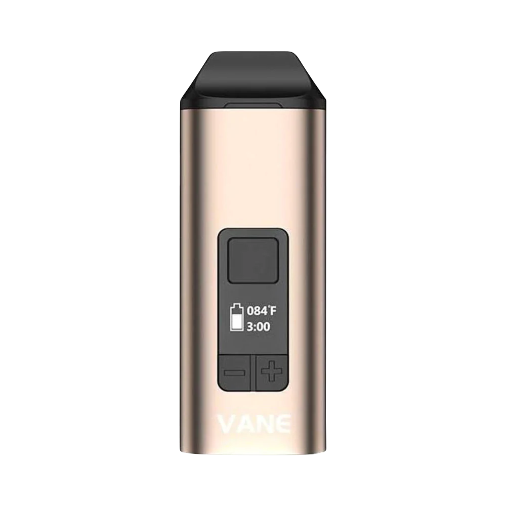 Yocan Vane Dry Herb Vaporizer in Champagne, Compact Design with Digital Display, Front View