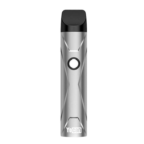 Yocan X Pod System in Silver, front view, portable concentrate dab vaporizer with quartz coil