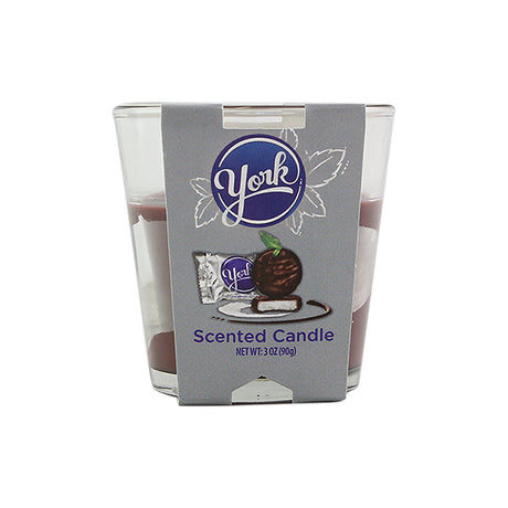 York Peppermint Patty Scented Candle by Smoke Out Candles, 3" diameter, front view on white background