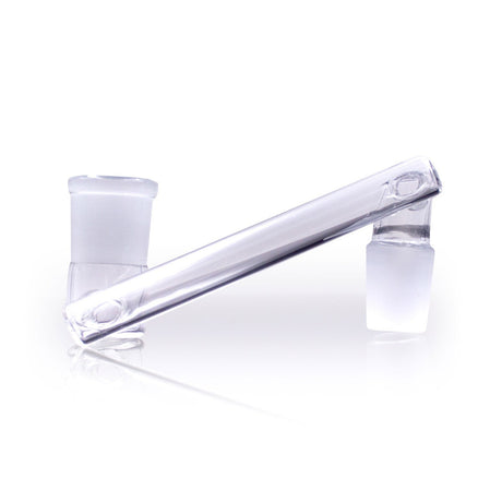 Z Glass Dropdown Adapter, clear borosilicate, 18mm male to female joint, side view on white background