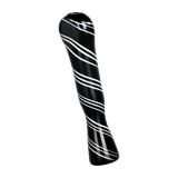 Zebra Swirl Opaque Glass Flat Mouth Taster, 3.25" Portable Hand Pipe for Dry Herbs, Side View