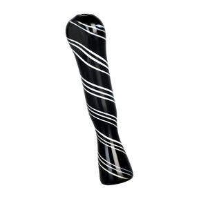 Zebra Swirl Opaque Glass Flat Mouth Taster, 3.25" Portable Hand Pipe for Dry Herbs, Side View