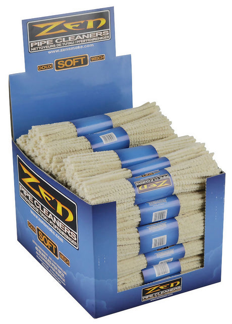Zen Soft Bristle Pipe Cleaners in a 48 Bundle Display Box, ideal for cleaning pipes and bongs