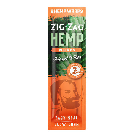 Zig Zag Hemp Wraps 2pk in Island Vibes flavor, featuring easy seal and slow burn technology, front view.