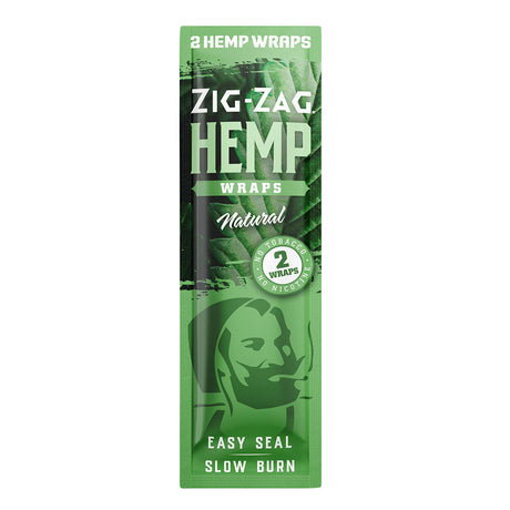 Zig Zag Hemp Wraps 2-Pack in Natural Flavor, Front View, Portable Size, Slow Burn
