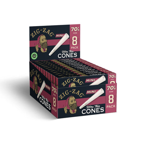 Zig Zag Ultra Thin Mini Cones Display, 70mm, 18pc Display with 8 Cones per Pack, angled view