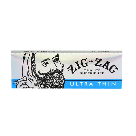Zig Zag Ultra Thin 1 1/4" Rolling Papers front view, compact design for dry herbs