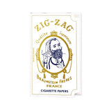Zig Zag White Single Wide Rolling Papers pack front view for dry herbs, compact design