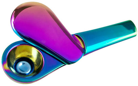 Zinc Alloy Excursion Pipe in Rainbow, Portable 3.75" Spoon Design, Side View on White