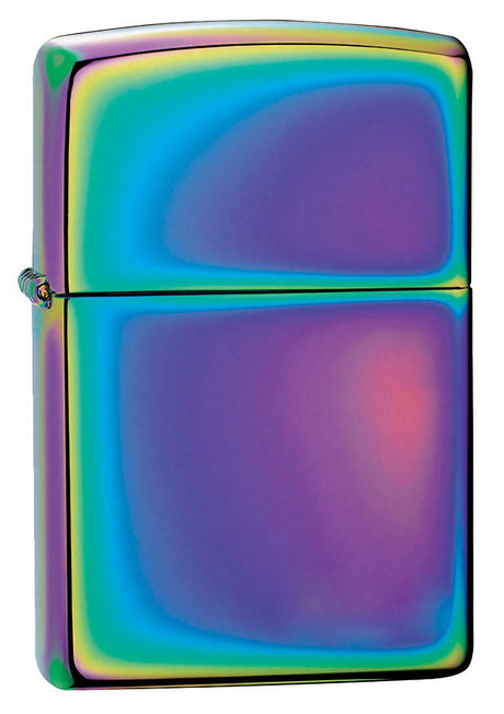 Zippo Classic Lighter in Spectrum design, multicolored portable metal lighter, front view