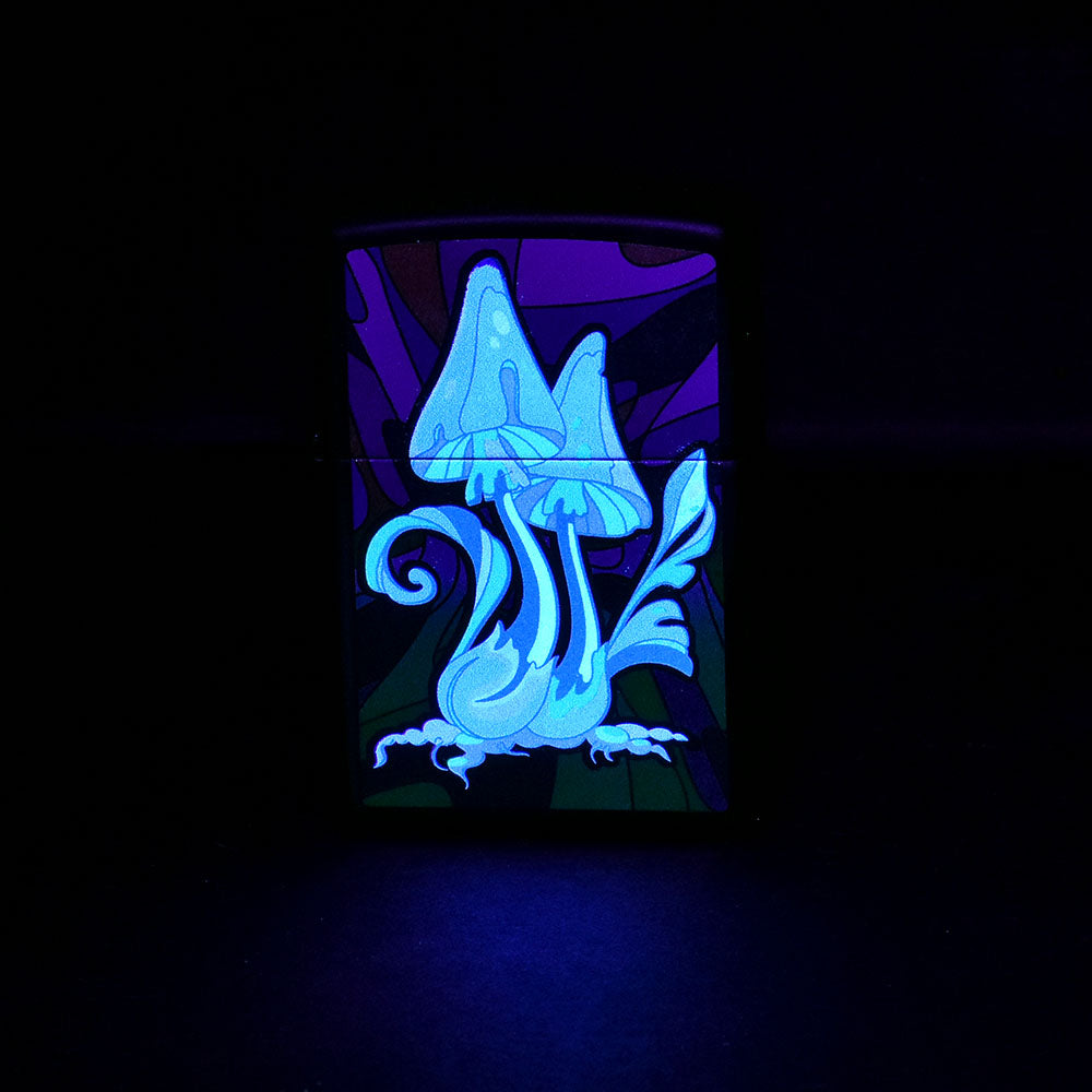 Zippo Lighter with Glow-in-the-Dark Mushroom Design, Compact and Portable