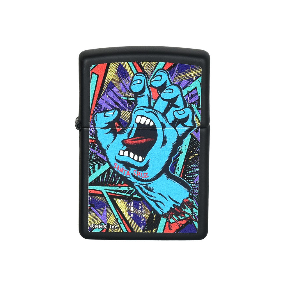 Zippo Lighter with vibrant 420-themed artwork, front view on a seamless white background