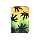 Zippo Lighter with Assorted 420 Designs, Rasta Colors, Front View, Portable and Closable