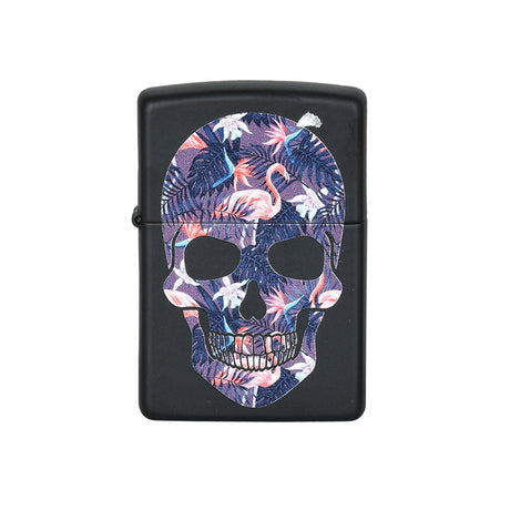 Zippo Lighter with 420-themed skull design, portable and compact, front view on white background