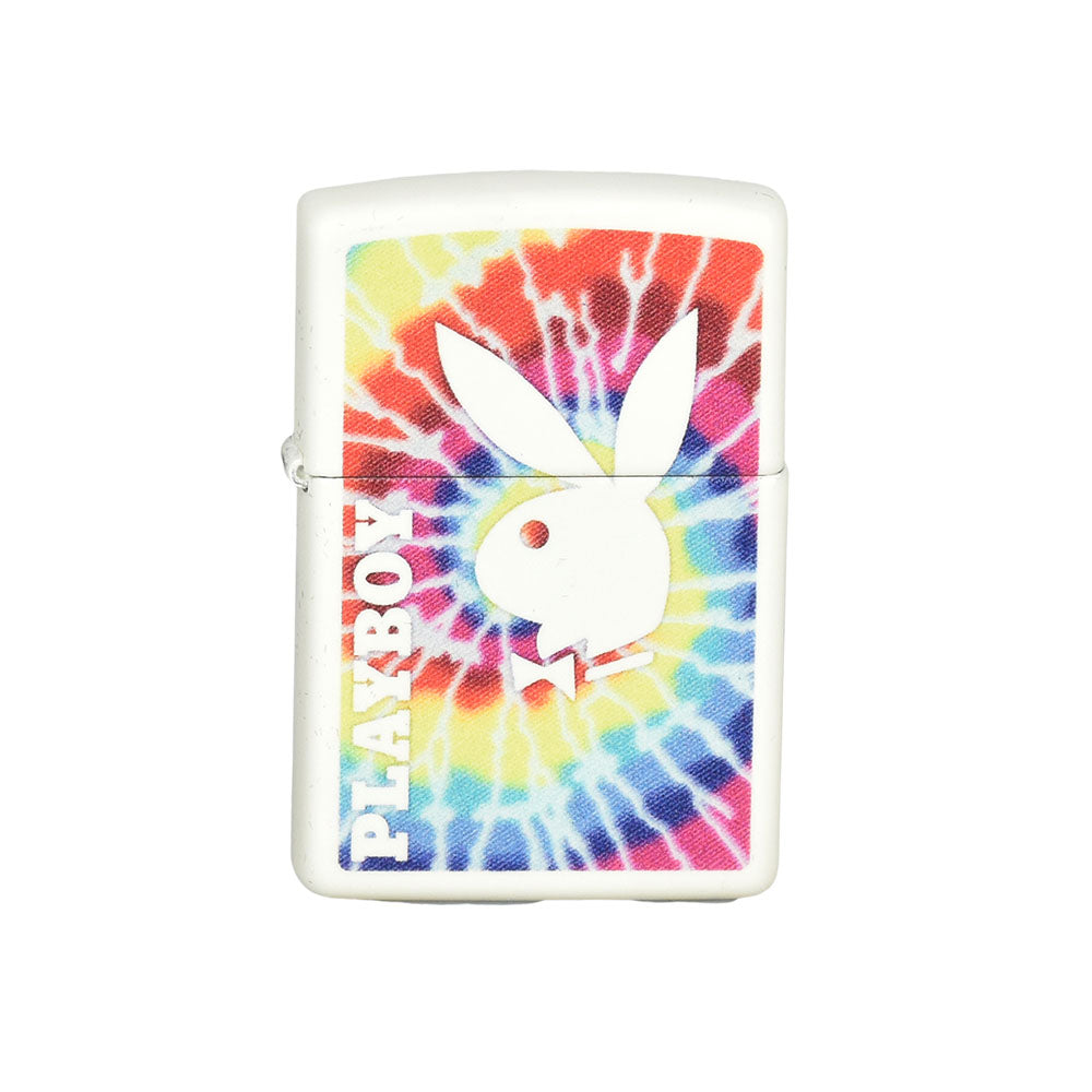 Zippo Lighter with Colorful 420 Design, Playboy Logo, Front View on White Background
