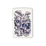 Zippo Lighter featuring a skull and mushrooms 420 design, compact and portable, front view
