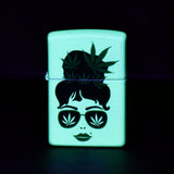 Zippo Lighter with 420 design, compact and portable, front view on black background