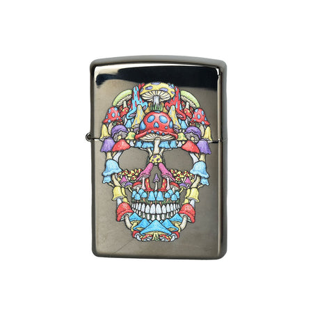 Zippo Lighter featuring colorful 420-themed design on silver case, front view, perfect for smokers