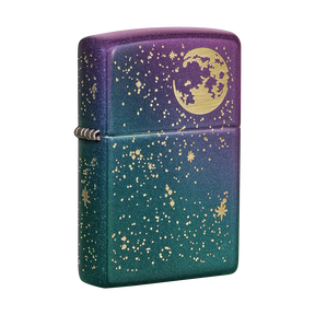 Zippo Lighter - Engraved Starry Sky Design - Iridescent Finish, Portable Metal Lighter