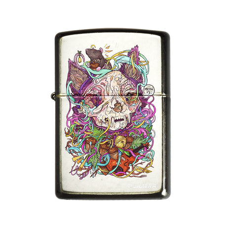 Zippo Lighter featuring Pulsar Courtney Hannen MrOw artwork in Gray Dusk, front view, portable and compact design