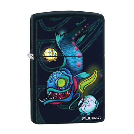 Pulsar Psychedelic Dragonfish Zippo Lighter in Matte Black, Portable and Closable Design
