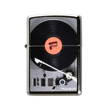Zippo Lighter with Pulsar Turntable Design in Street Chrome, Portable and Closable, Front View