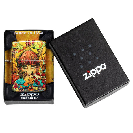 Sean Dietrich Limited Edition Zippo Lighter with vibrant, artistic design on tumbled brass, front view