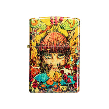 Sean Dietrich Limited Edition Zippo Lighter, Tumbled Brass with Vibrant Psychedelic Artwork, Front View