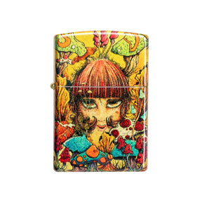 Sean Dietrich Limited Edition Zippo Lighter, Tumbled Brass with Vibrant Psychedelic Artwork, Front View