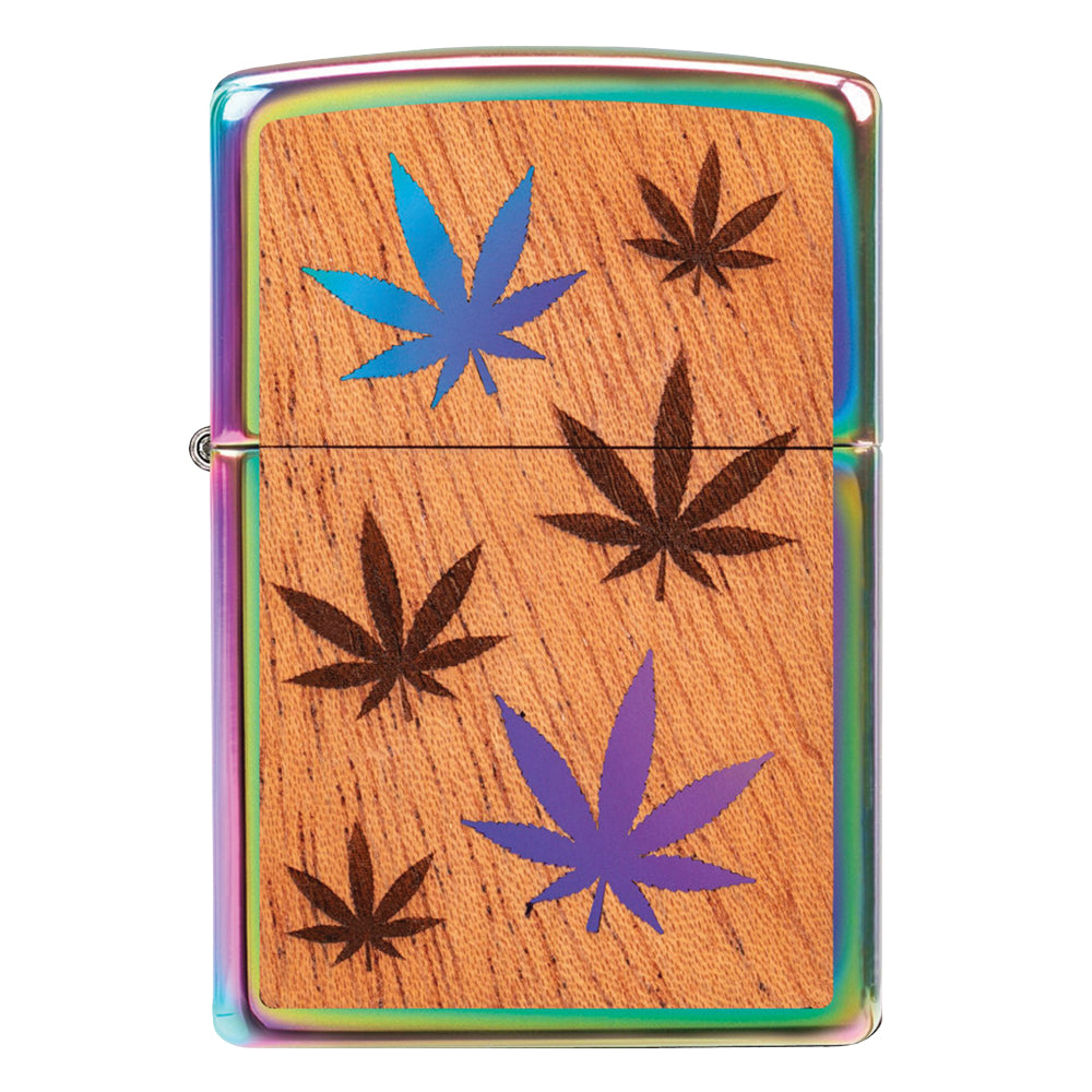 Zippo Mahogany Hemp Leaf Lighter with Iridescent Finish - Portable Metal Design