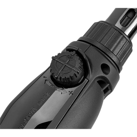 Close-up of Zippo Multi-Purpose Torch Lighter in Black, Compact Design, Ideal for Dab Rigs
