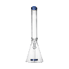 Hemper Beast Bong 12" in clear borosilicate glass with blue accents, front view on white background