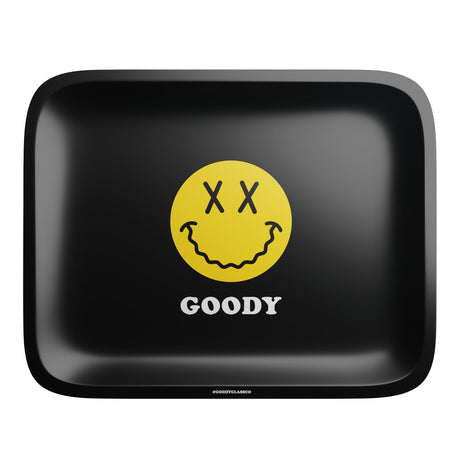 Goody Glass - Black Big Face Rolling Tray, Small Size, Top View on Seamless White Background