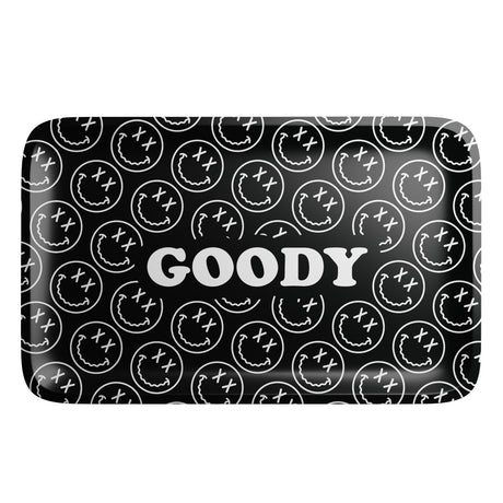 Goody Glass Black Pattern Face Rolling Tray, Medium Size, Top View