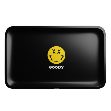 Goody Glass - Medium Black Big Face Rolling Tray, Top View, Ideal for Organizing Smoking Accessories