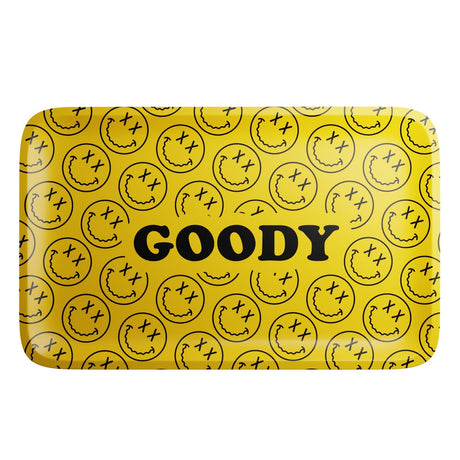 Goody Glass - Yellow Pattern Face Rolling Tray, Top View, Perfect for Rolling