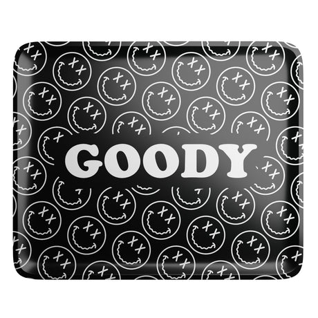 Goody Glass Rolling Tray with Black Pattern Face Design, Large Size, Top View