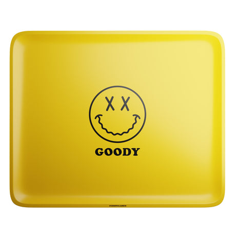 Goody Glass - Large Yellow Rolling Tray with Big Face Design - Top View