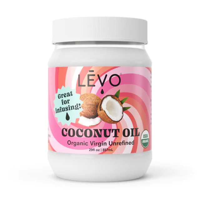 LEVO Organic Virgin Coconut Oil jar front view, vegan & keto-friendly for cooking