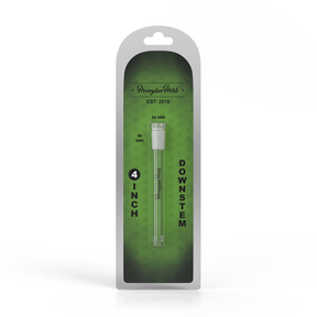 Honeybee Herb Glass Downstem 14mm Female to 18mm Male, 4 Inch Size, Front View in Packaging