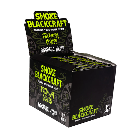 BlackCraft 1 1/4 Organic Hemp Cones 24 Pack Display Box Front View