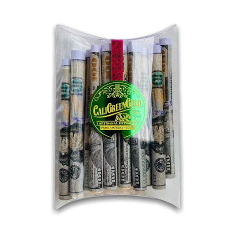 CaliGreenGold 100 Dollar Benny Hemp Blunt Rolls with Filters, 25-pack front view