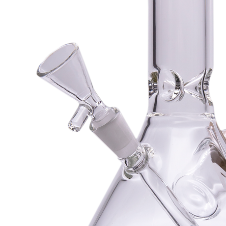 MJ Arsenal Cache Bowl 10mm close-up, clear glass with deep bowl for bongs, side view