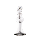 MJ Arsenal Apollo Mini Dab Rig front view, clear borosilicate glass with 90-degree banger hanger