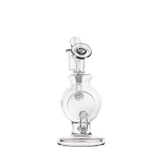 Atlas Mini Dab Rig by MJ Arsenal with honeycomb percolator, clear borosilicate glass, front view