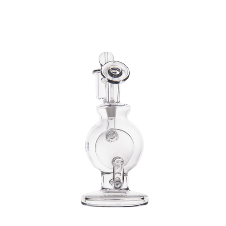 Atlas Mini Dab Rig by MJ Arsenal with honeycomb percolator, clear borosilicate glass, front view