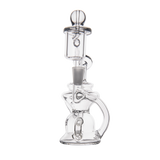 MJ Arsenal Hydra Mini Dab Rig with 90 Degree Banger Hanger and Recycler Design, Clear Borosilicate Glass, Front View