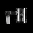 Honeybee Herb CORE REACTOR SIDECAR QUARTZ BANGER at 90° angle, clear, 10mm male joint, front view on black background